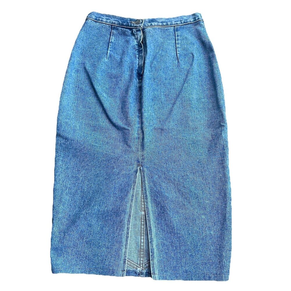 Vintage Vivaldi Jeanswear Women’s Denim Skirt Size 12 Made In USA Front Slit 90s